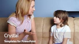  Presentation with angry child - Cool new presentation theme with parent child - angry mother talks to her backdrop and a coral colored foreground