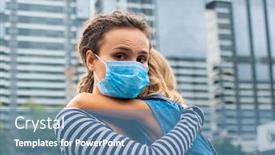  Presentation with virus - Cool new PPT layouts with parent-hugs-the-child-fighting backdrop and a teal colored foreground