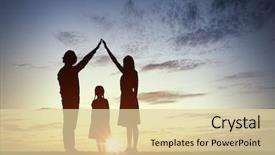  Presentation with silhouettes family - PPT theme enhanced with parent night - silhouettes of happy family background and a lemonade colored foreground