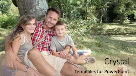  Presentation with parent children - Theme consisting of parent orientation - father sitting by a tree background and a  colored foreground