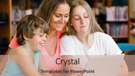  Presentation with kids - Cool new theme with parent student - mother with kids in library backdrop and a  colored foreground