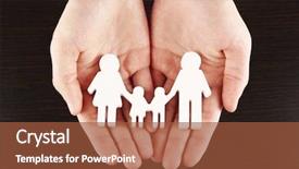  Presentation with support - Presentation theme featuring parent support - female hands with family model background and a red colored foreground