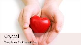  Presentation with heart hands - Cool new presentation design with parent support - heart in child hands isolated backdrop and a coral colored foreground