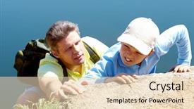  Presentation with helping man - Beautiful theme featuring parent support - image of man helping his backdrop and a  colored foreground