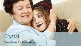  Presentation with daughter - Presentation design enhanced with parent support - mother and rebellious goth daughter background and a sky blue colored foreground