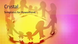  Presentation with doll paper - Presentation featuring parent support - paper doll families holding hands background and a yellow colored foreground