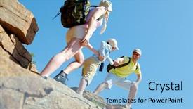  Presentation with helping man - PPT layouts with parent support - portrait of happy man helping background and a light blue colored foreground