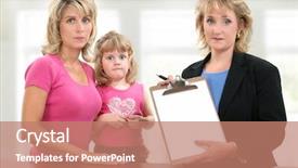  Presentation with teacher parent - Beautiful presentation theme featuring parent teacher conference meeting backdrop and a coral colored foreground