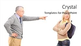  Presentation with daughter - PPT theme enhanced with parent teacher conflict - angry father reprimanding his daughter background and a white colored foreground