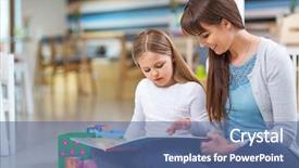  Presentation with teacher parent - Slides featuring parent teacher relationship - mother and daughter reading together background and a ocean colored foreground