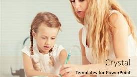  Presentation with mom daughter - Slides having parent-teaches-a-child background and a lemonade colored foreground