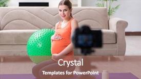  Presentation with blog - Beautiful theme featuring parent training - pregnant woman recording video backdrop and a  colored foreground