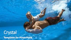  Presentation with swimming pool - Cool new theme with parent training - swimming family father and child backdrop and a teal colored foreground