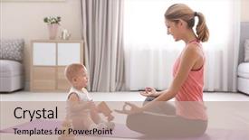 Presentation with mother doing yoga kids - Audience pleasing theme consisting of parent training - young mother doing yoga backdrop and a coral colored foreground