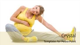 Presentation with pregnant woman - PPT theme featuring parent engagement - beautiful happy young pregnant woman background and a  colored foreground