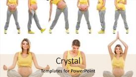  Presentation with pregnant woman cleaning - Presentation design enhanced with parent engagement - beautiful happy young pregnant woman background and a lemonade colored foreground