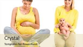  Presentation with pregnant woman - Presentation enhanced with parent engagement - beautiful happy young pregnant woman background and a blonde colored foreground