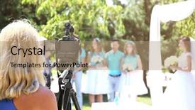  Presentation with video background - PPT theme having video and newlyweds on background background and a coral colored foreground