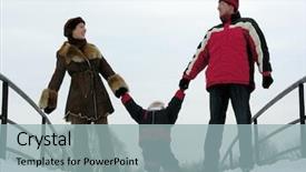  Presentation with winter family - Colorful presentation enhanced with parent engagement - family of three on winter backdrop and a  colored foreground