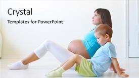  Presentation with parent engagement - PPT theme enhanced with parent engagement - pregnant woman with her first background and a sky blue colored foreground