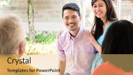  Presentation with elderly home - Audience pleasing PPT layouts consisting of parent engagement - rear view of elderly couple backdrop and a yellow colored foreground