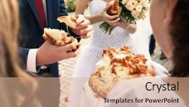  Presentation with bride and groom at wedding - Colorful slide set enhanced with parent engagement - traditional wedding bread with salt backdrop and a  colored foreground