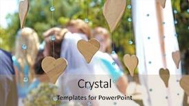  Presentation with decor - Theme having wedding decor with wooden hearts background and a  colored foreground
