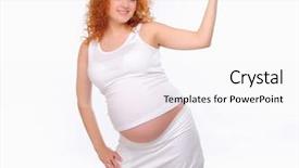  Presentation with girl in red dress - Colorful presentation design enhanced with parent engagement - young red-haired pregnant girl is backdrop and a  colored foreground