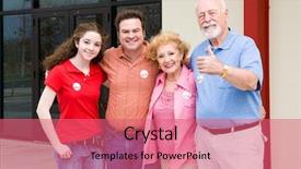  Presentation with secret place - Presentation featuring parental involement - family standing outside their polling background and a coral colored foreground