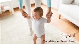  Presentation with help family - PPT theme with parenthood concept - happy little baby background and a lemonade colored foreground