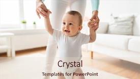  Presentation with help family - Slide set enhanced with parenthood concept - happy little baby background and a lemonade colored foreground