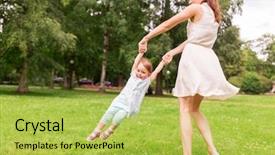  Presentation with baby girl - Audience pleasing presentation theme consisting of parenthood concept - happy mother backdrop and a yellow colored foreground