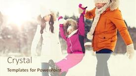  Presentation with family fashion - Slides having parenthood fashion season and people concept - happy family with child in winter clothes walking outdoors background and a cream colored foreground