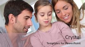  Presentation with home black family - Slide deck with parenting education - family using electronic tablet background and a  colored foreground