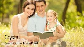  Presentation with daughter - Beautiful PPT layouts featuring parenting education - happy mother father and daughter backdrop and a  colored foreground