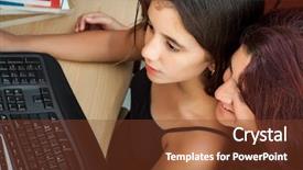  Presentation with working mother - PPT theme consisting of parenting education - hispanic girl working background and a tawny brown colored foreground