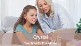  Presentation with homework - Theme featuring parenting education - mother helping her daughter background and a coral colored foreground
