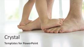  Presentation with parenting - Presentation design having parenting feet with baby walking background and a light gray colored foreground