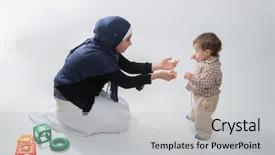  Presentation with baby walk - Cool new presentation design with parenting islamic - cute baby toddler trying backdrop and a light gray colored foreground