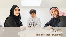  Presentation with arabic music arab man playing - Beautiful PPT theme featuring parenting islamic - happy arabic family at dining backdrop and a lemonade colored foreground