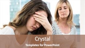  Presentation with women multicultural sad - PPT layouts featuring protective parents - sad daughter against mother background and a  colored foreground