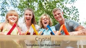  Presentation with children parents - Cool new presentation theme with parents-and-children-are-looking backdrop and a coral colored foreground