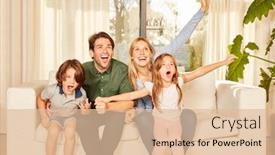  Presentation with children parents - PPT layouts featuring parents-and-children-exultantly-cheer background and a lemonade colored foreground