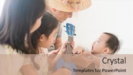  Presentation with music instruments - Colorful PPT layouts enhanced with together asian family spending quality backdrop and a coral colored foreground