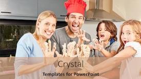  Presentation with children parents - Audience pleasing presentation theme consisting of parents-and-children-silly-around backdrop and a coral colored foreground