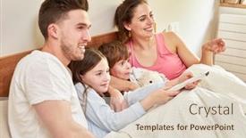  Presentation with children parents - Beautiful slides featuring parents-and-children-with-remote backdrop and a lemonade colored foreground