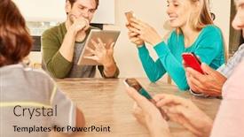  Presentation with social children - Presentation with parents-and-children background and a coral colored foreground