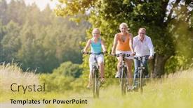  Presentation with daughter - Presentation theme having parents-and-daughter-have-bicycle background and a yellow colored foreground