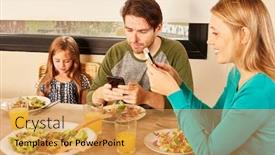  Presentation with parents - Amazing PPT layouts having parents-and-daughter-using-smartphone backdrop and a yellow colored foreground