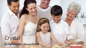  Presentation with grandparents - Colorful theme enhanced with parents and grandparents looking at children baking backdrop and a coral colored foreground